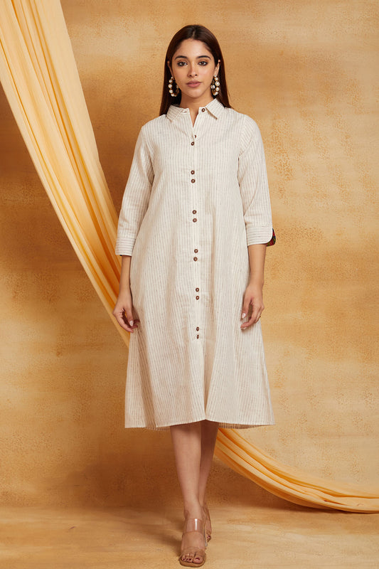 Handloom Striped Shirt Dress