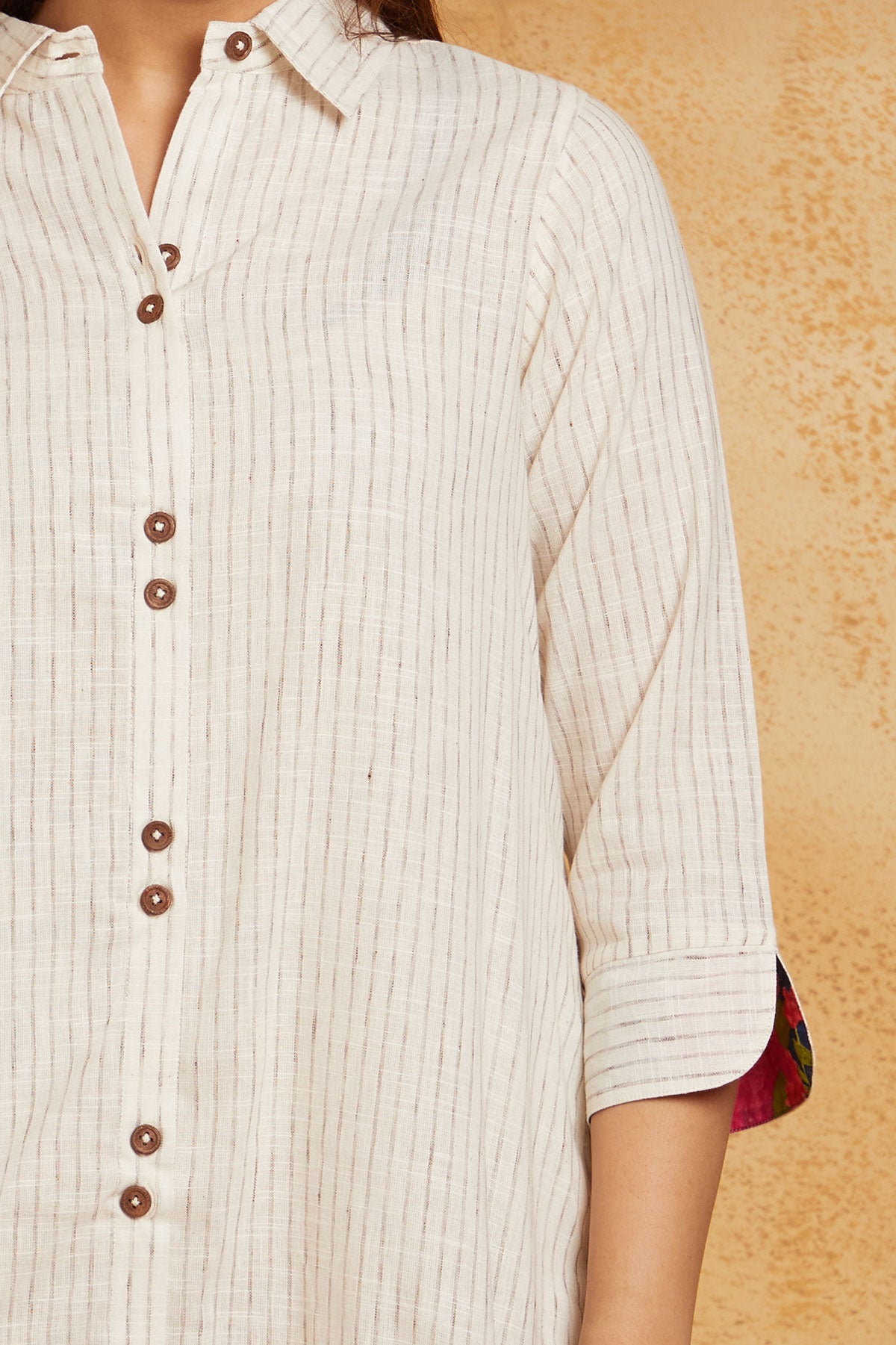 Handloom Striped Shirt Dress