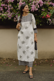Syah-Safed Hand Block Patchwork Kurta Set