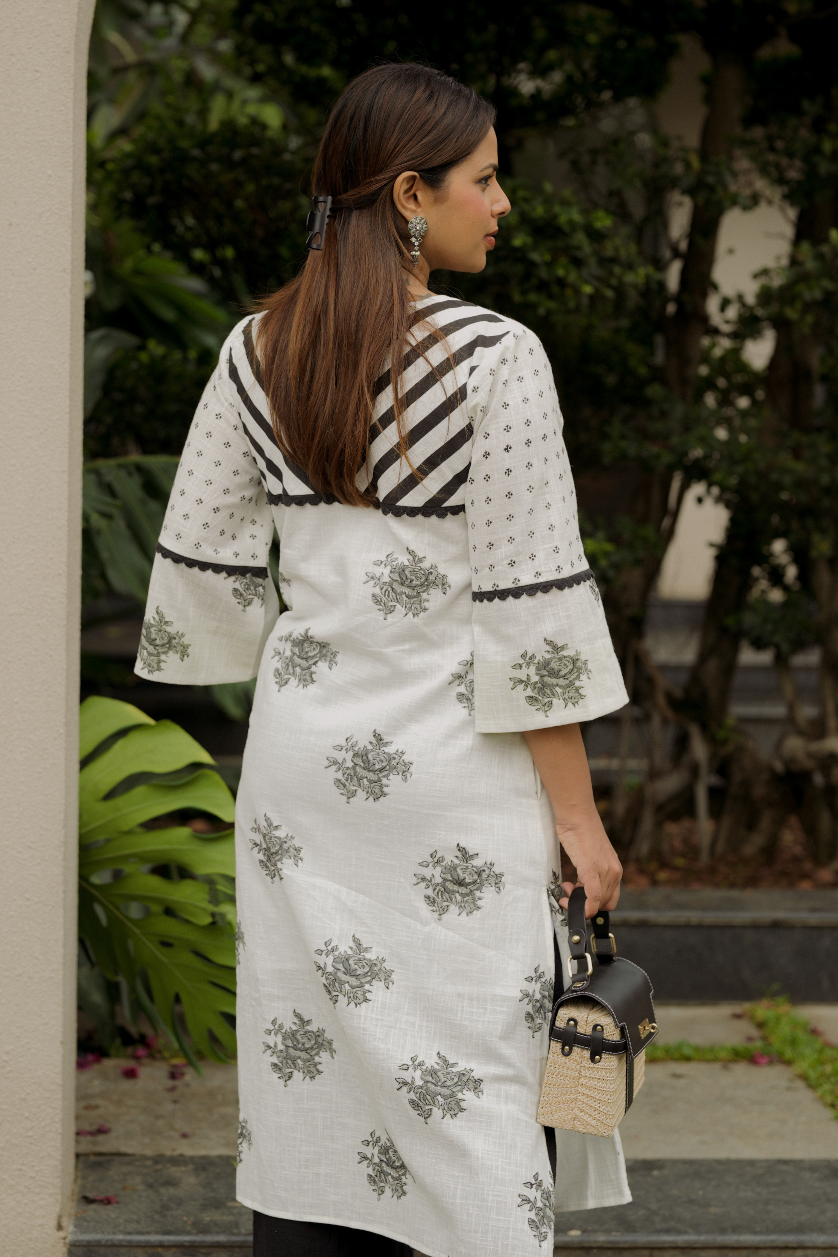 Unexpected Patchwork Hand-Block Print Kurta with Black Palazzo