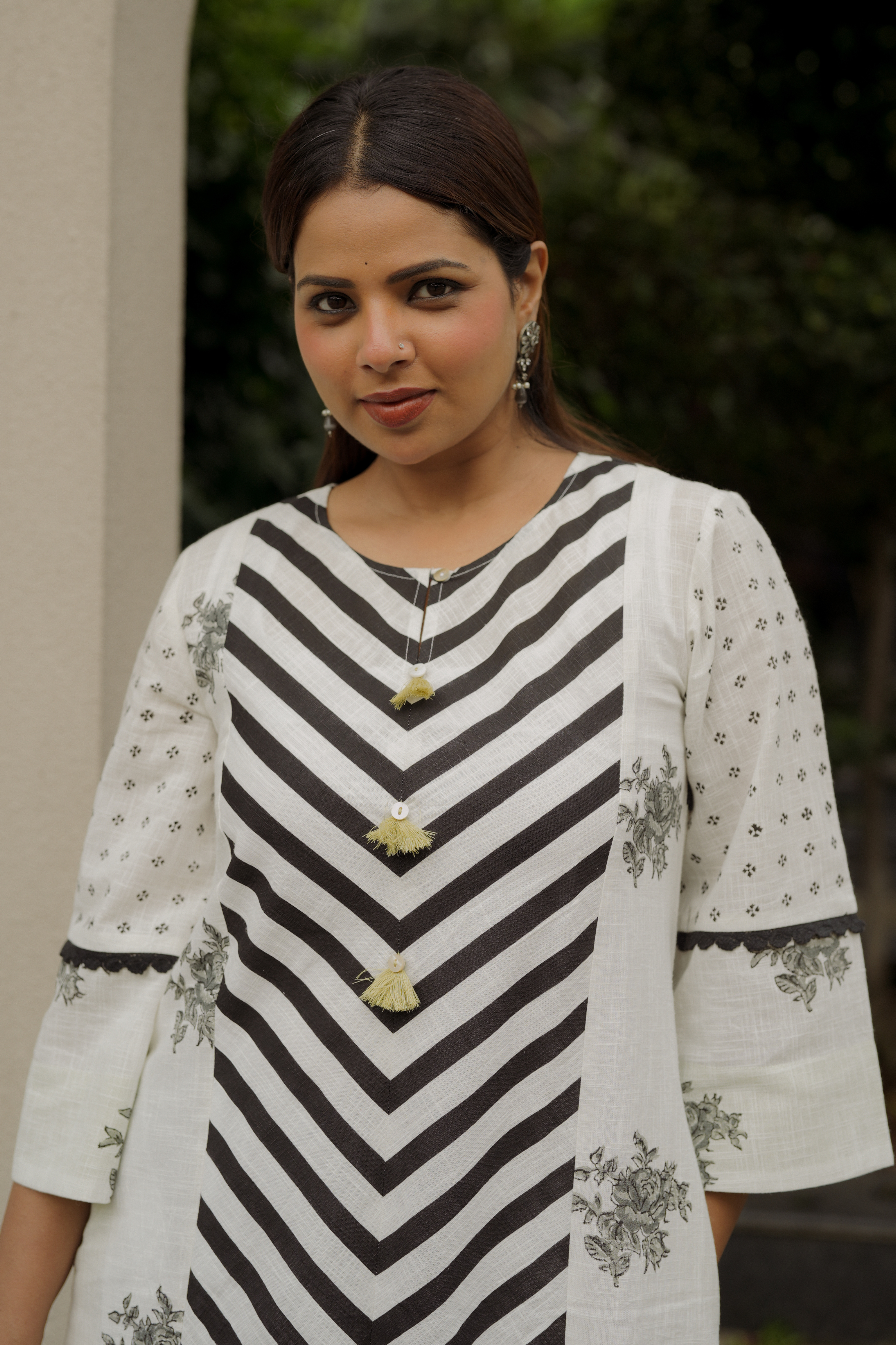 Unexpected Patchwork Hand-Block Print Kurta with Black Palazzo