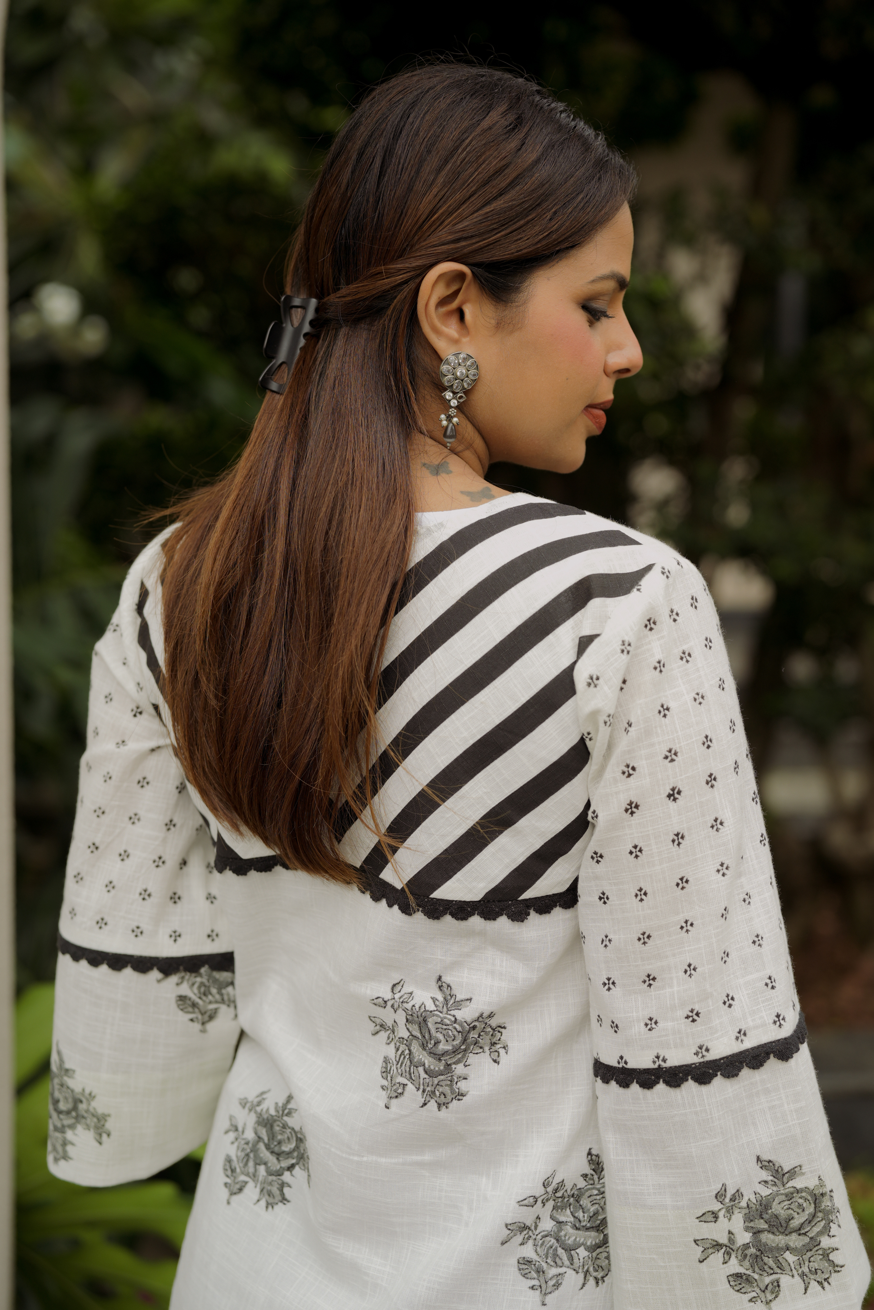 Unexpected Patchwork Hand-Block Print Kurta with Black Palazzo