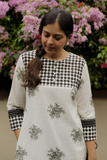 Syah-Safed Hand Block Patchwork Kurta Set