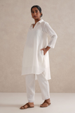 Premium Crinkled Cotton Cord-Set with Slip- Safed