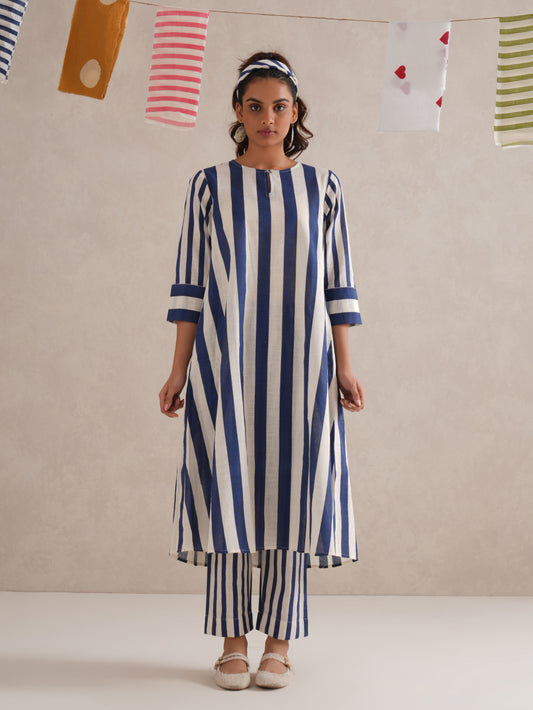 Neeli Dhari Hand Block Print Kurta