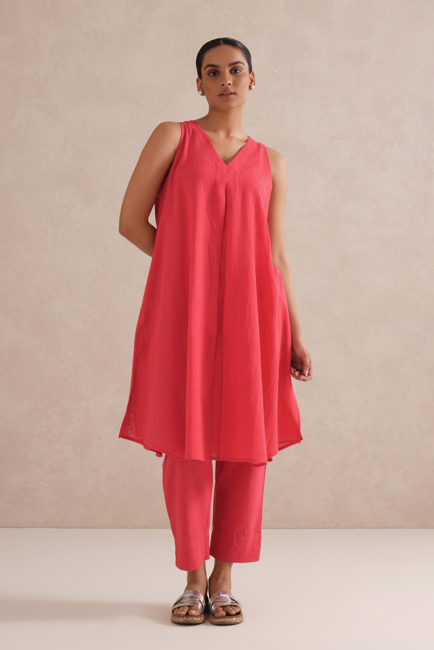 Cherry Red Sleeveless Co-Ord Set