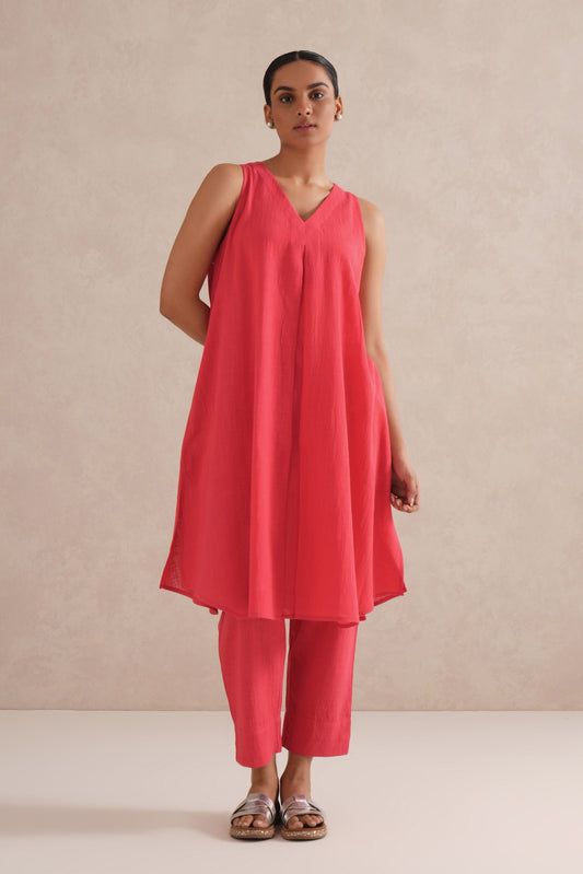 Cherry Red Sleeveless Co-Ord Set