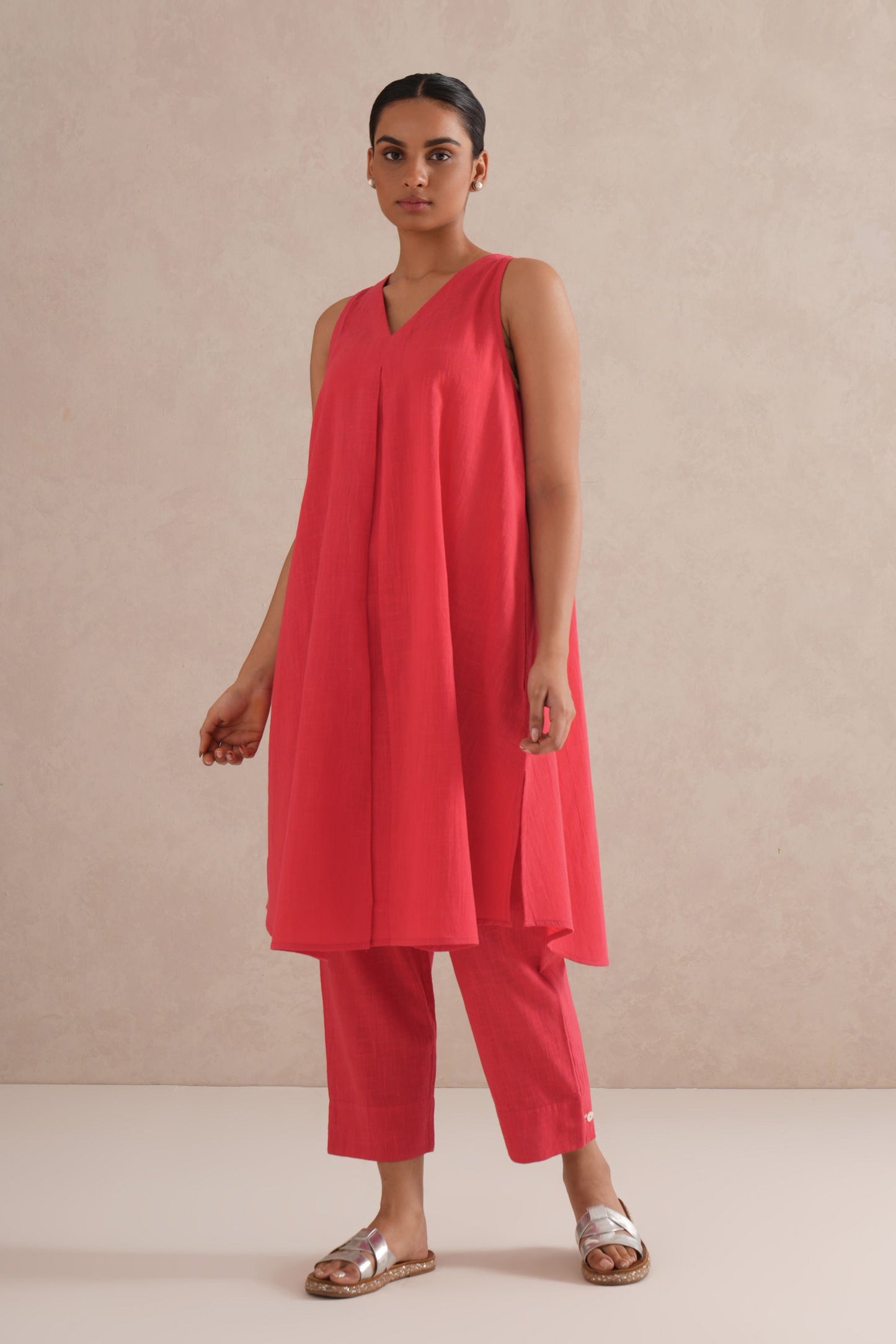 Cherry Red Sleeveless Co-Ord Set