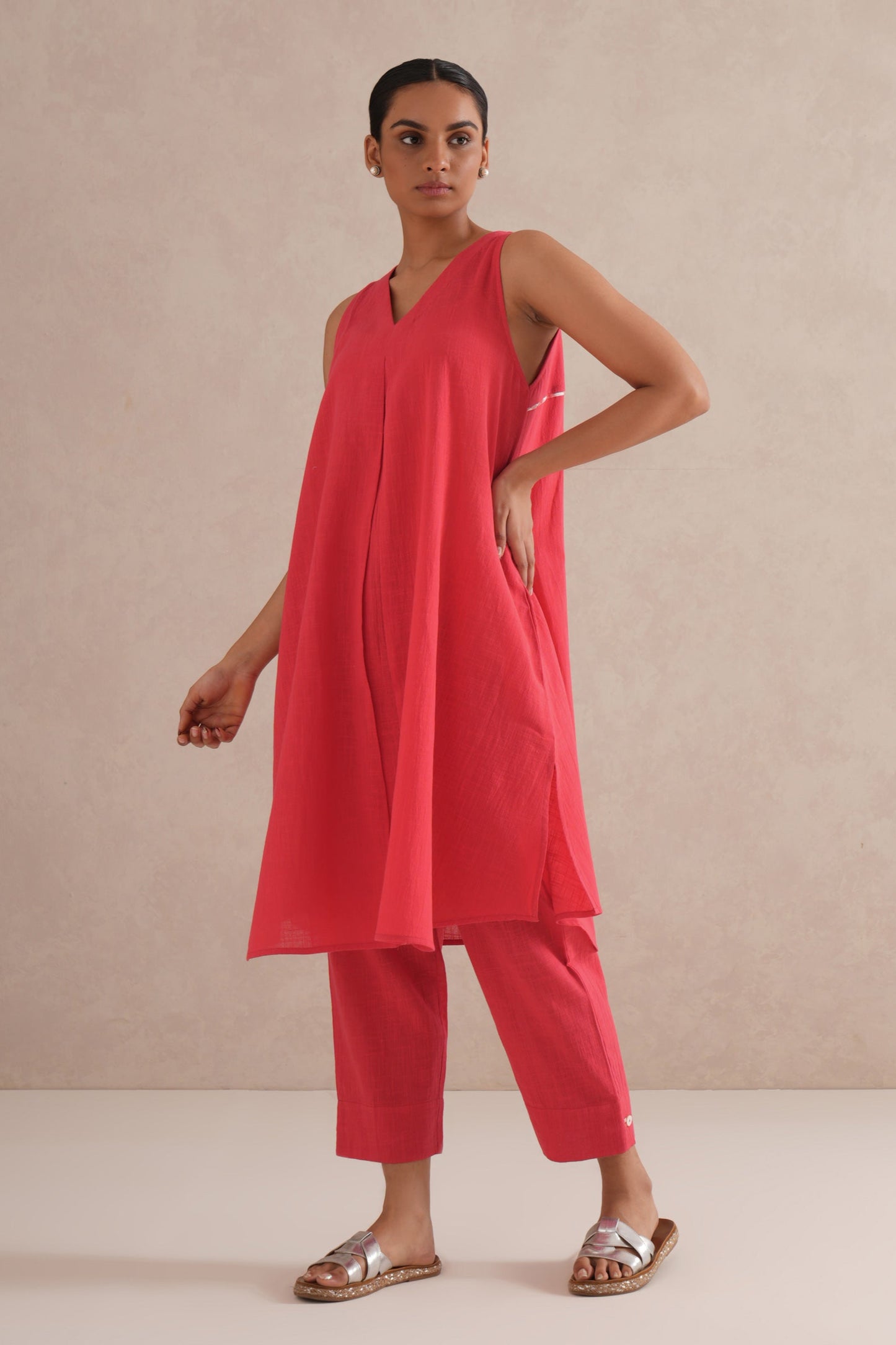 Cherry Red Sleeveless Co-Ord Set
