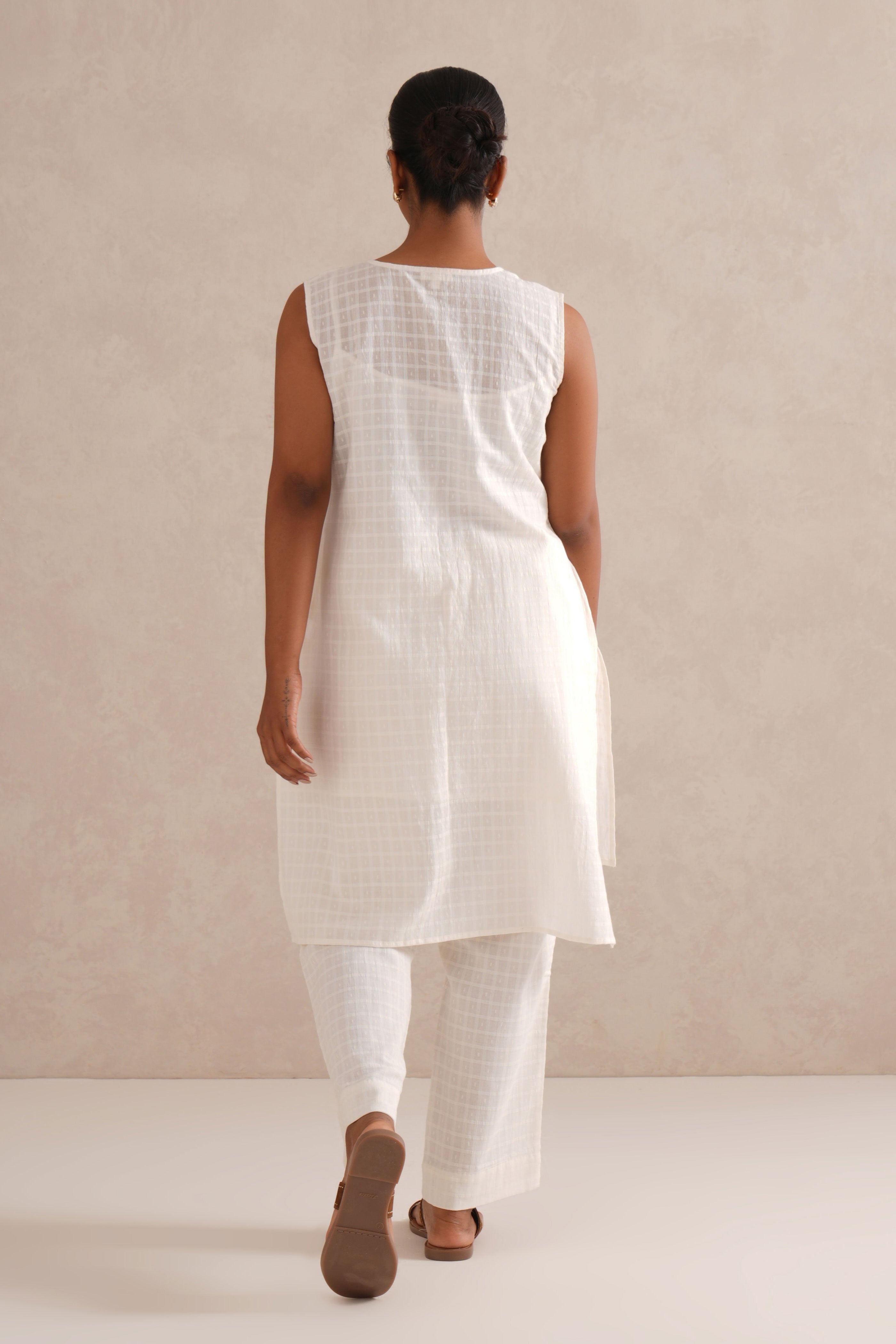 Safed Checkered Co-Ord Set