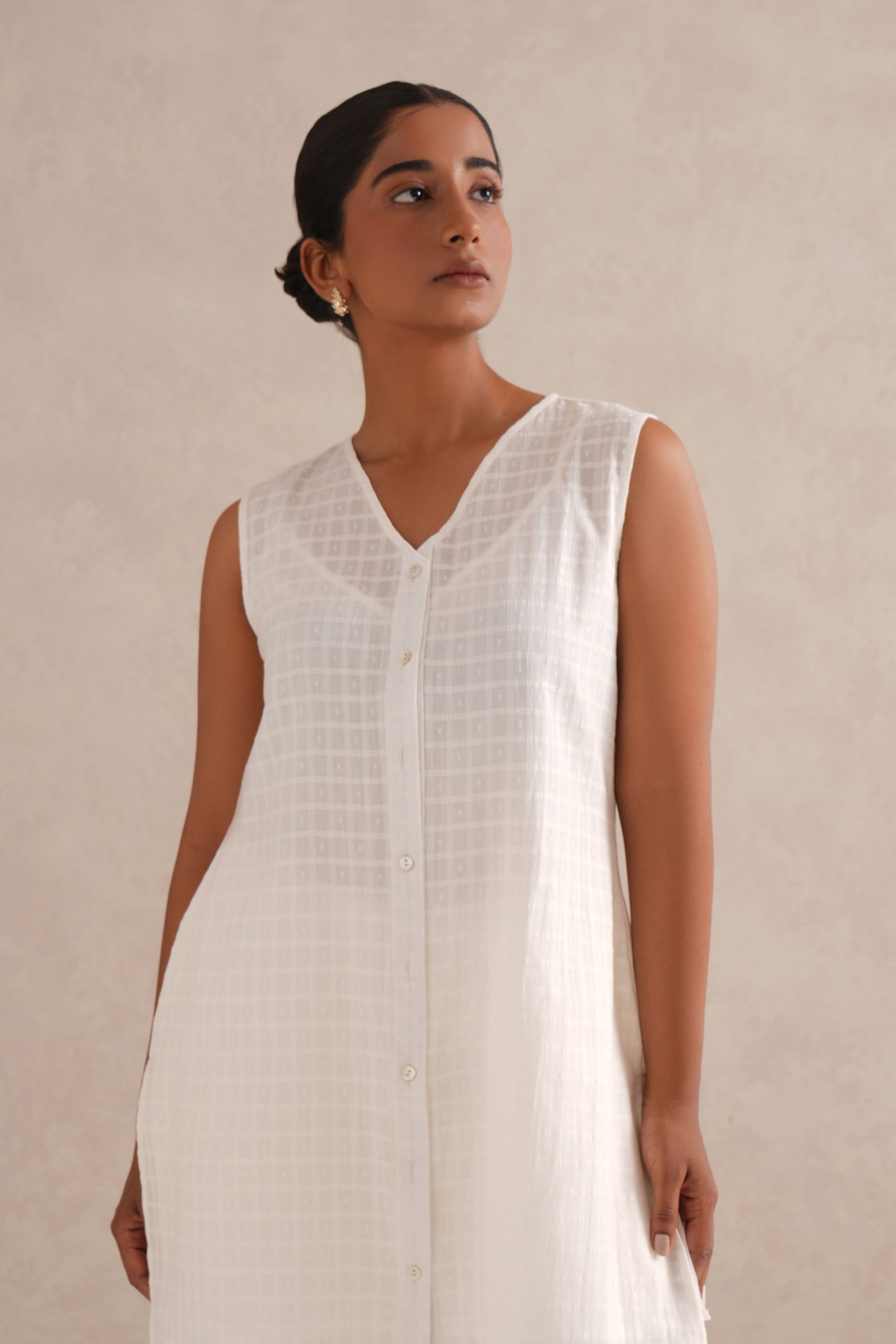 Safed Checkered Co-Ord Set