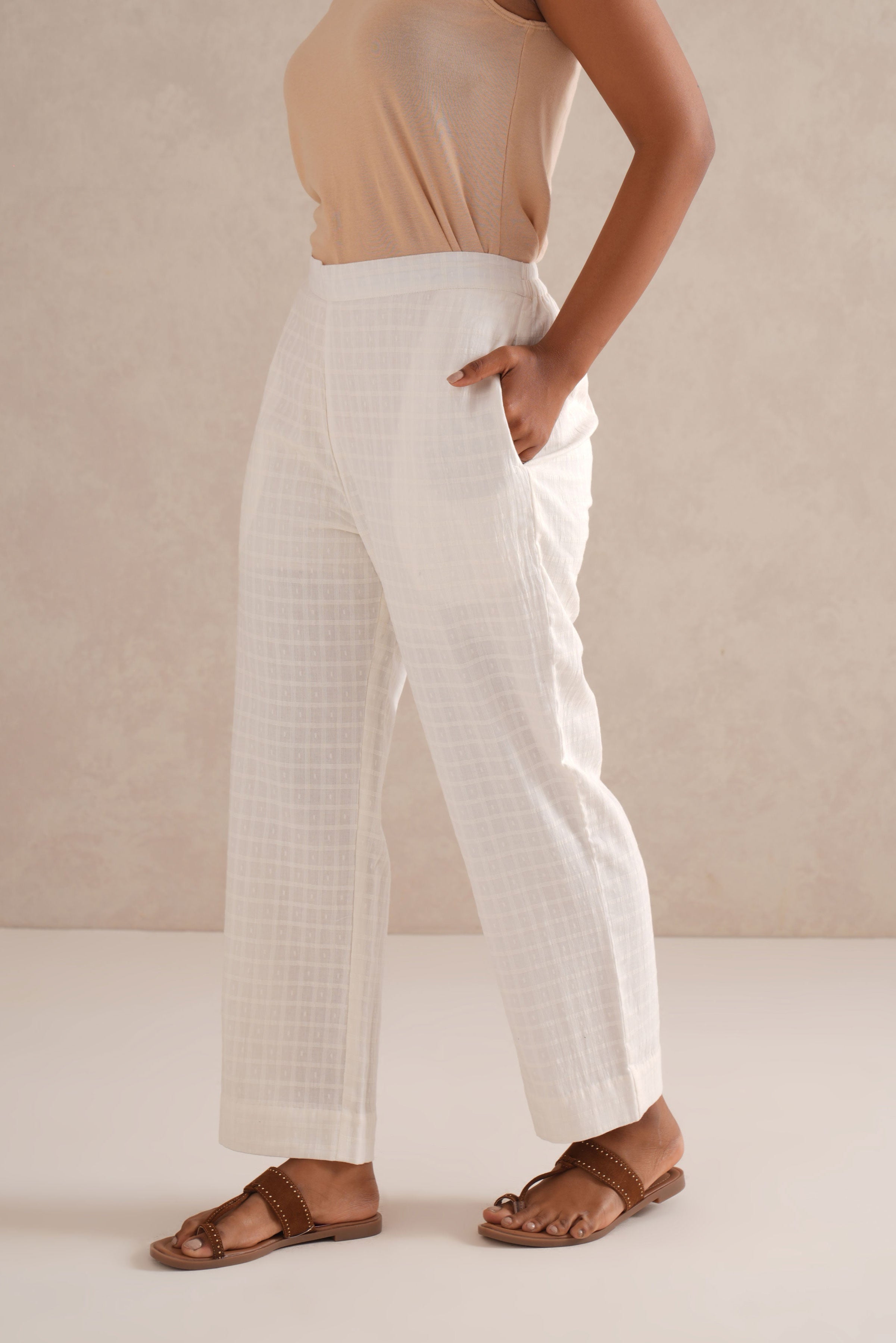 Safed Checkered Co-Ord Set