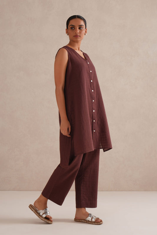 Brown-Stone Checkered Co-Ord Set