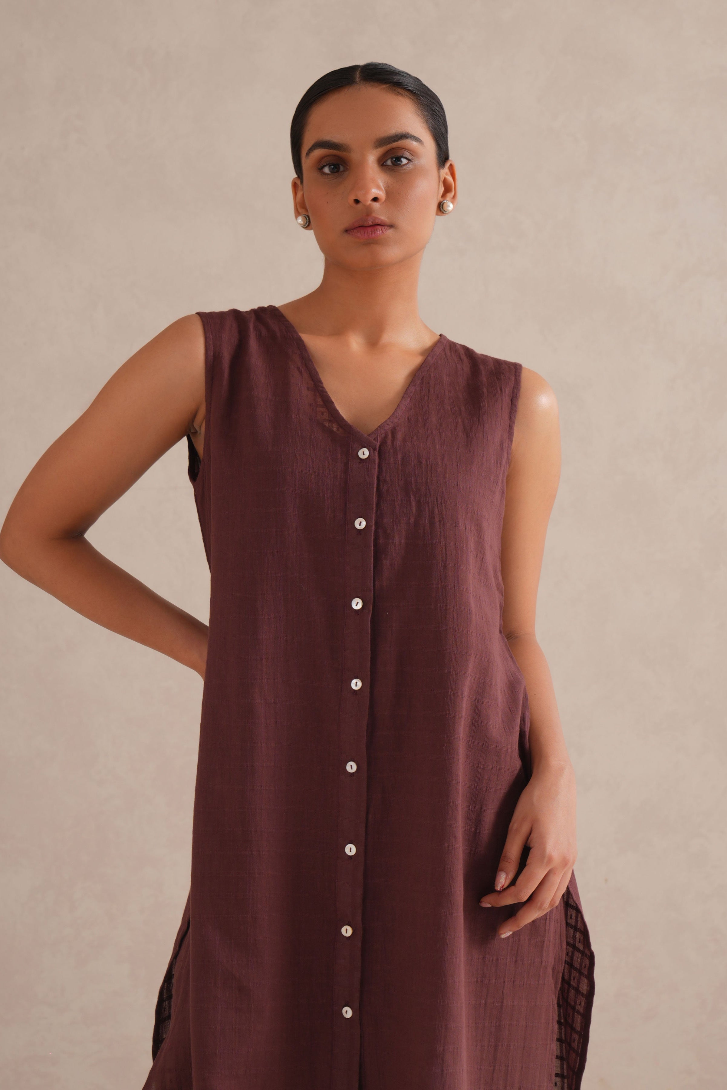 Brown-Stone Checkered Co-Ord Set