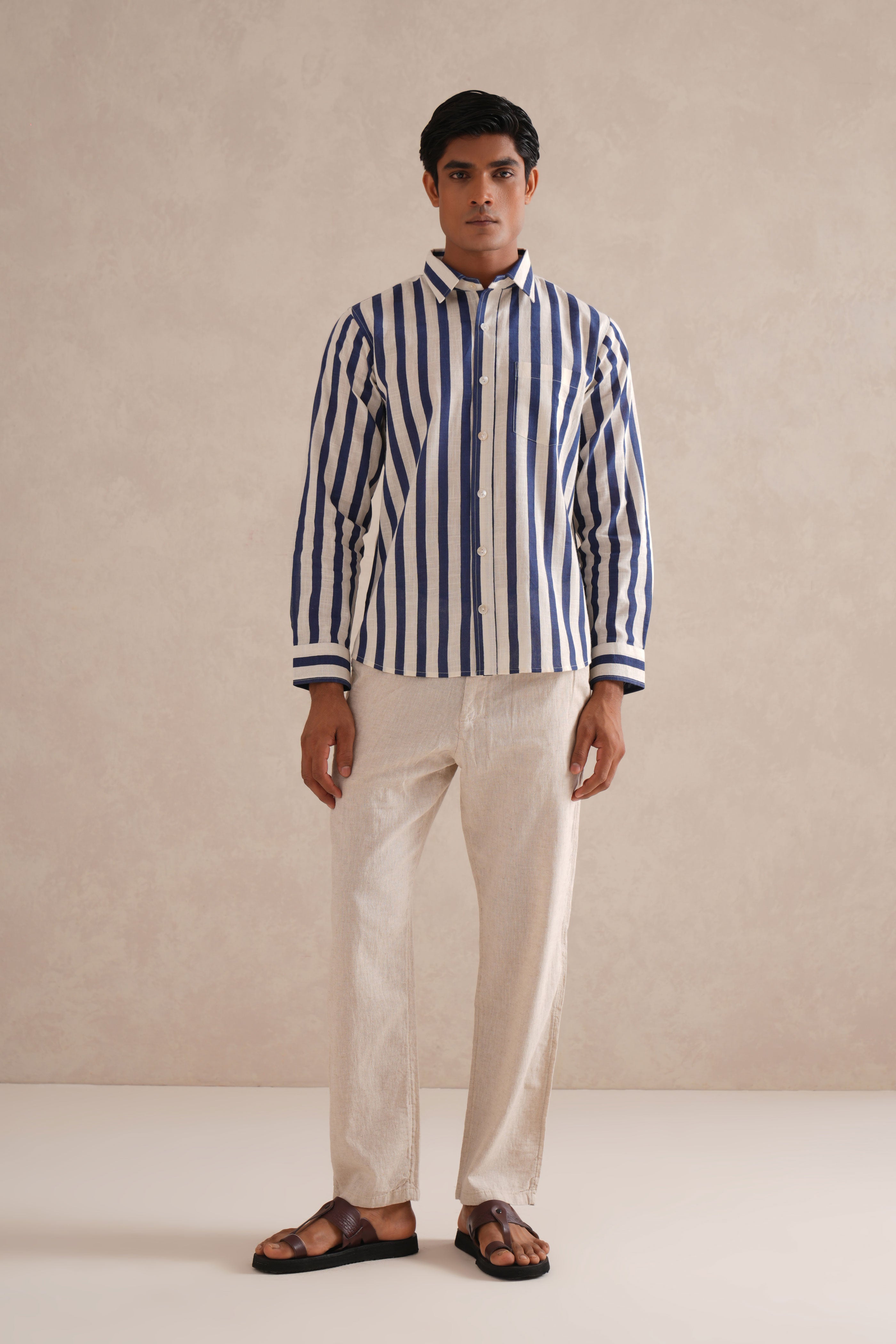 Hand Block Print Striped Shirt