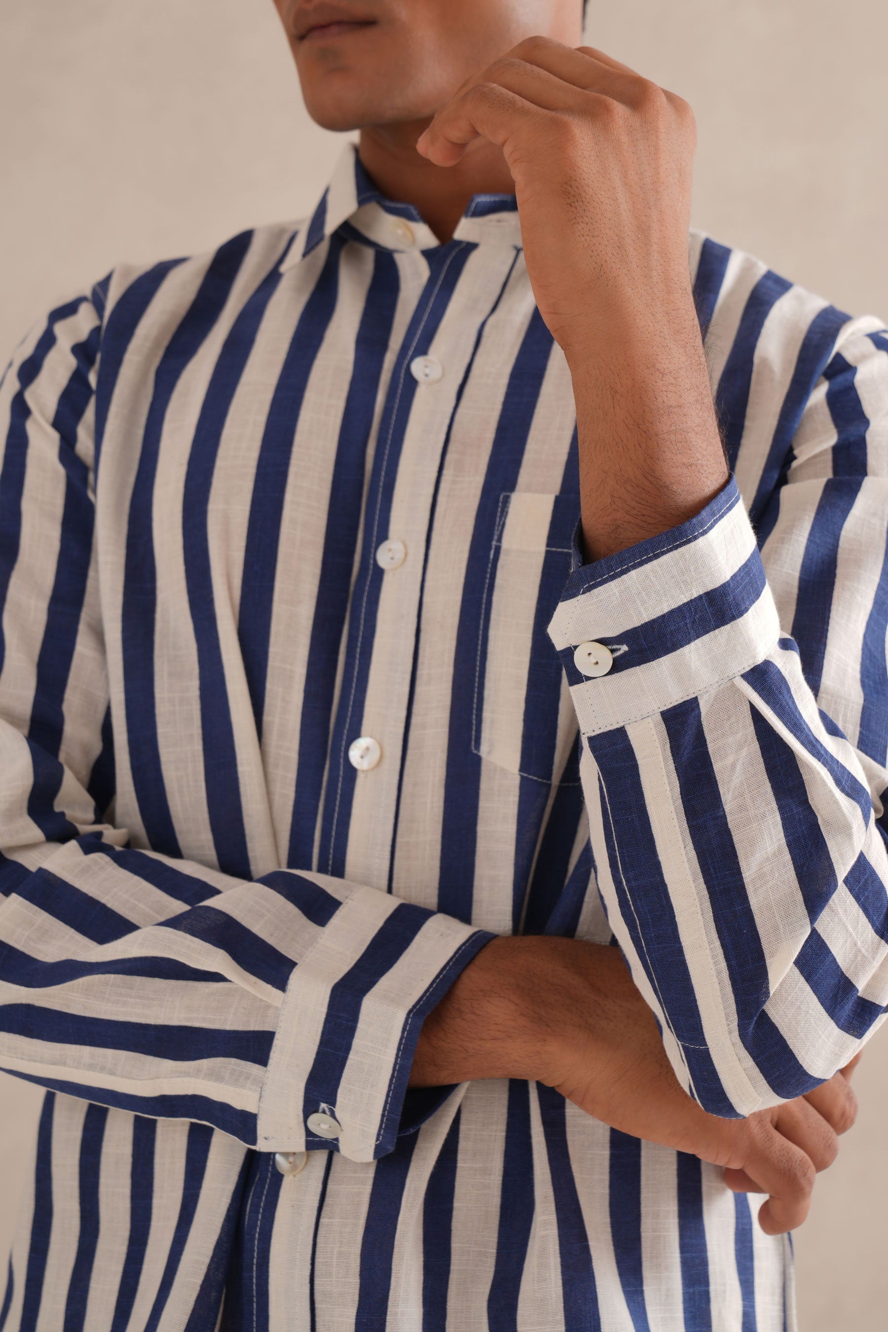 Hand Block Print Striped Shirt