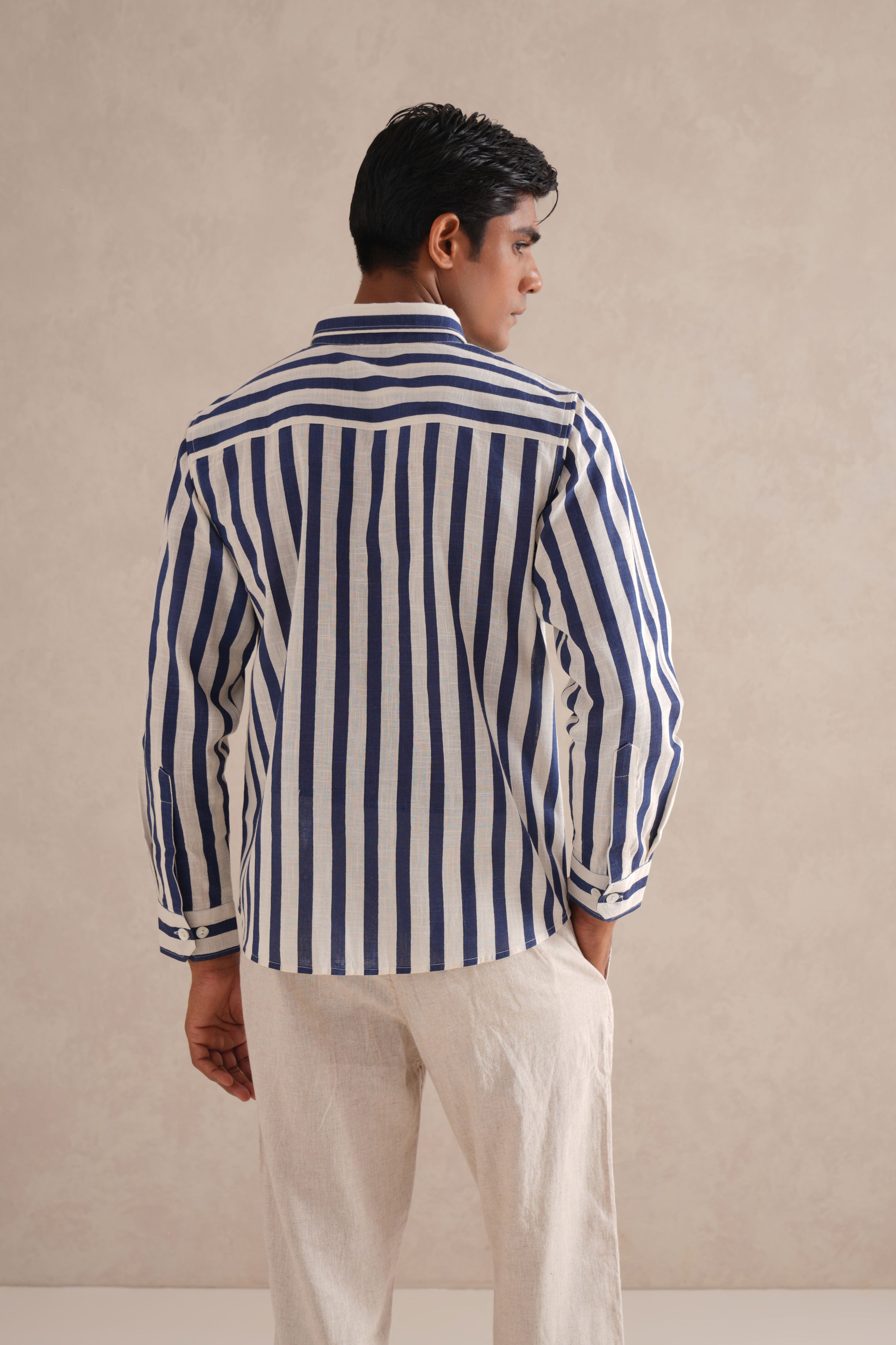 Hand Block Print Striped Shirt