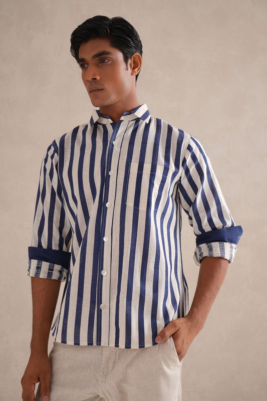 Hand Block Print Striped Shirt