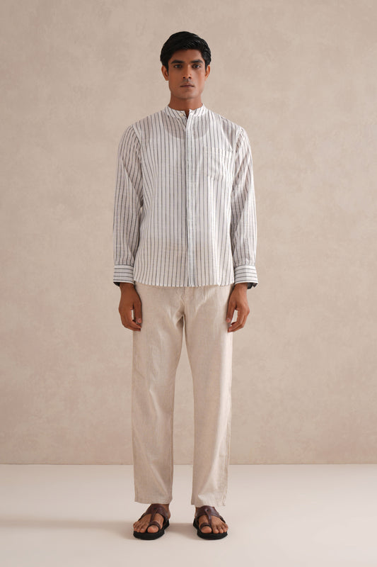 Handloom B&W Striped Shirt