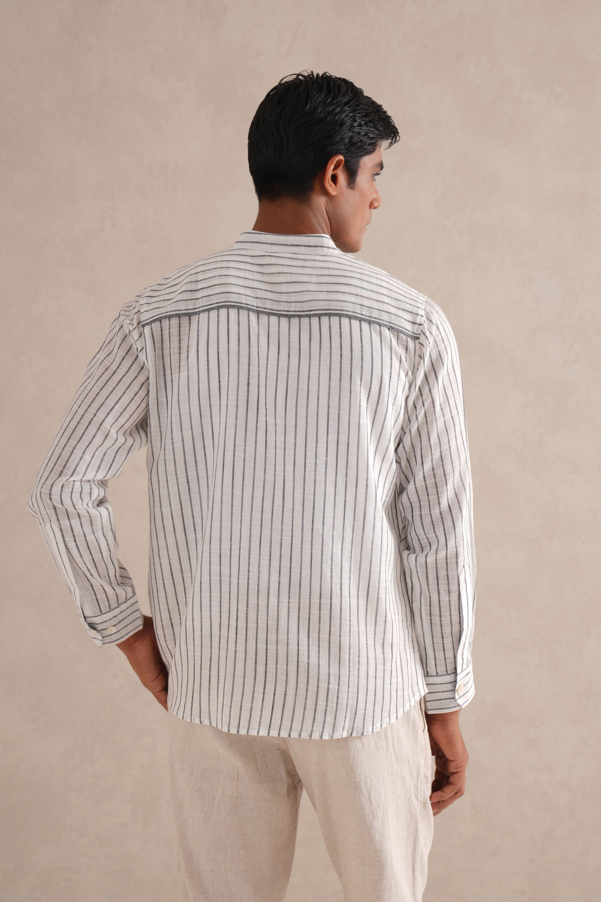 Handloom B&W Striped Shirt