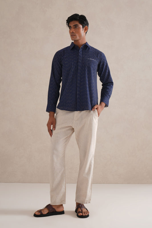 Handloom Indigo Ikat Shirt