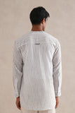 Handloom B&W Striped Kurta Shirt