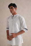 Handloom B&W Striped Kurta Shirt