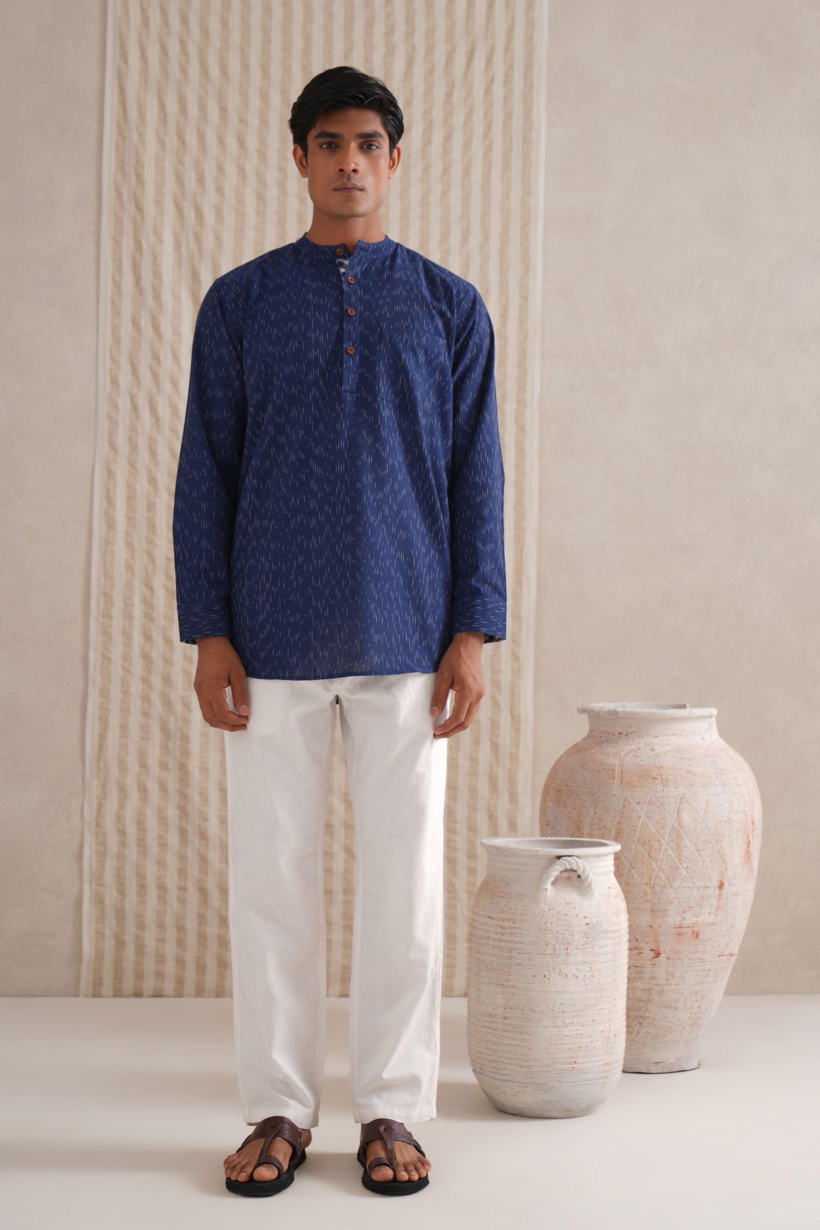 Handloom Indigo Ikat Shirt Kurta