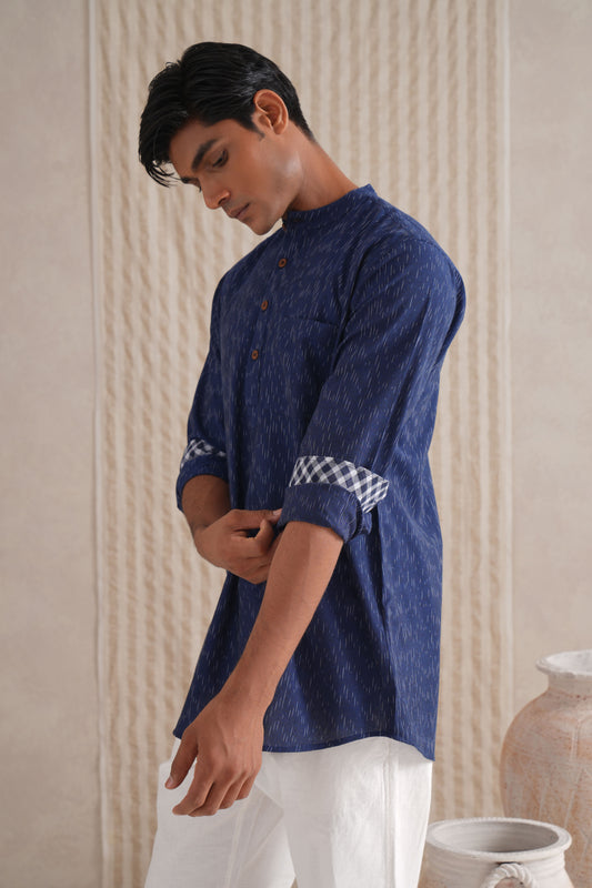 Handloom Indigo Ikat Shirt Kurta