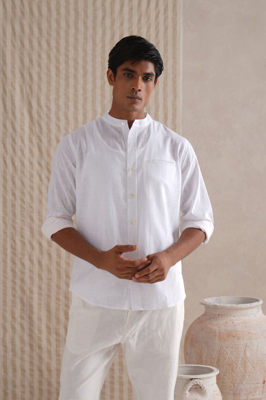 Fine Textured Cotton White Shirt