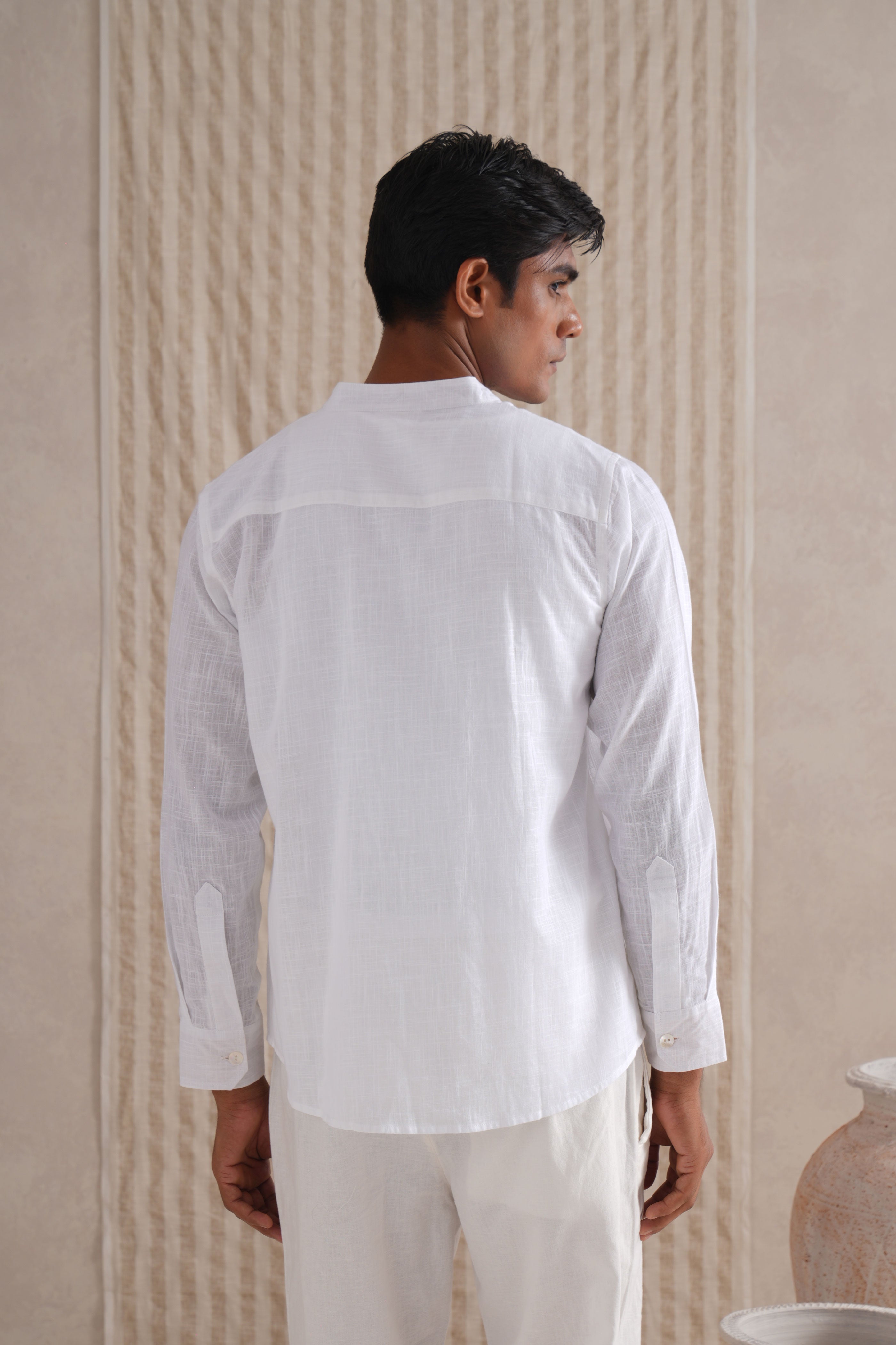 Fine Textured Cotton White Shirt