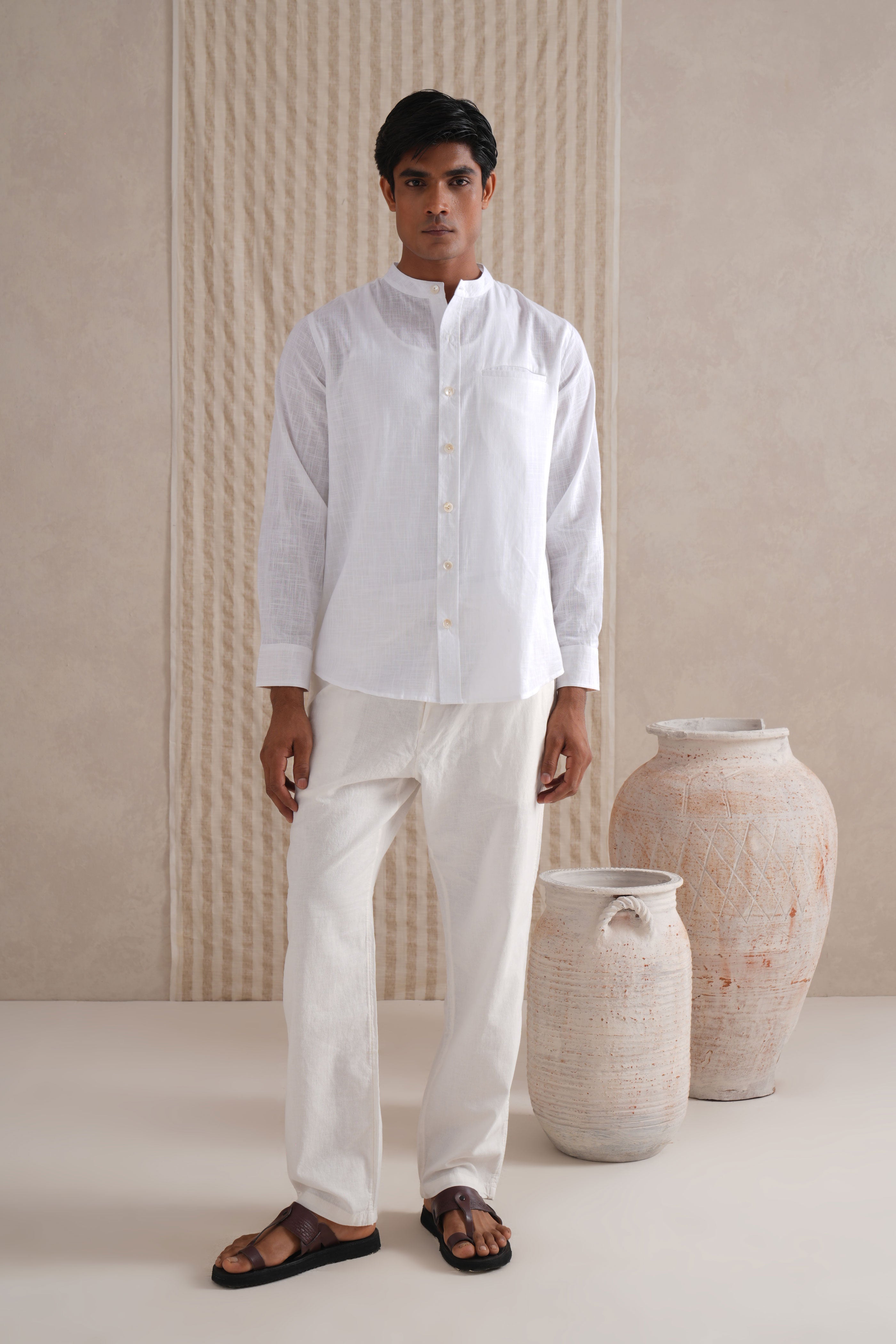 Fine Textured Cotton White Shirt