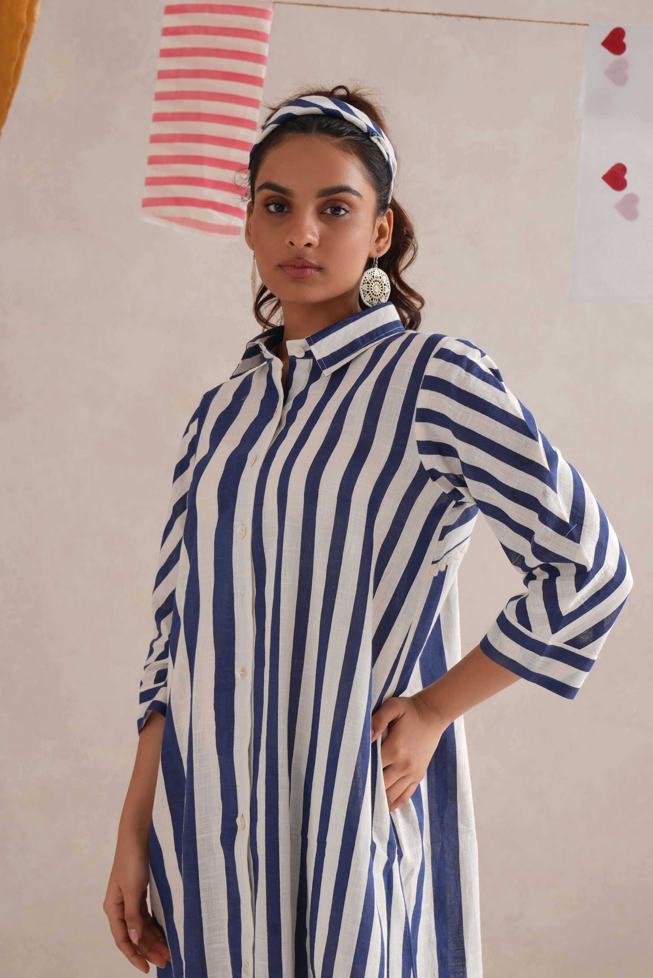 Neeli Dhari Hand Block Print Shirt Dress