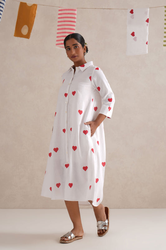 Dilruba Hand Block Print Shirt Dress