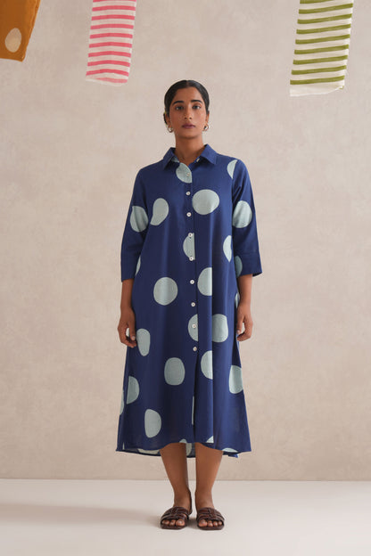 Neela Discharge Hand Block Print Shirt Dress