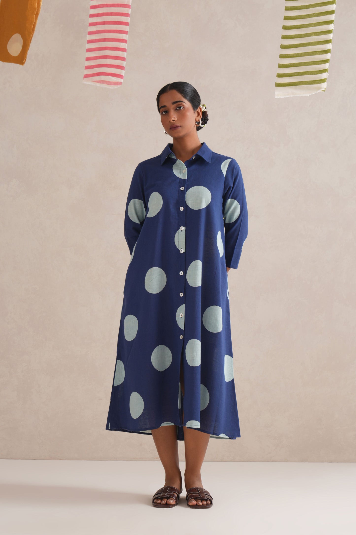 Neela Discharge Hand Block Print Shirt Dress