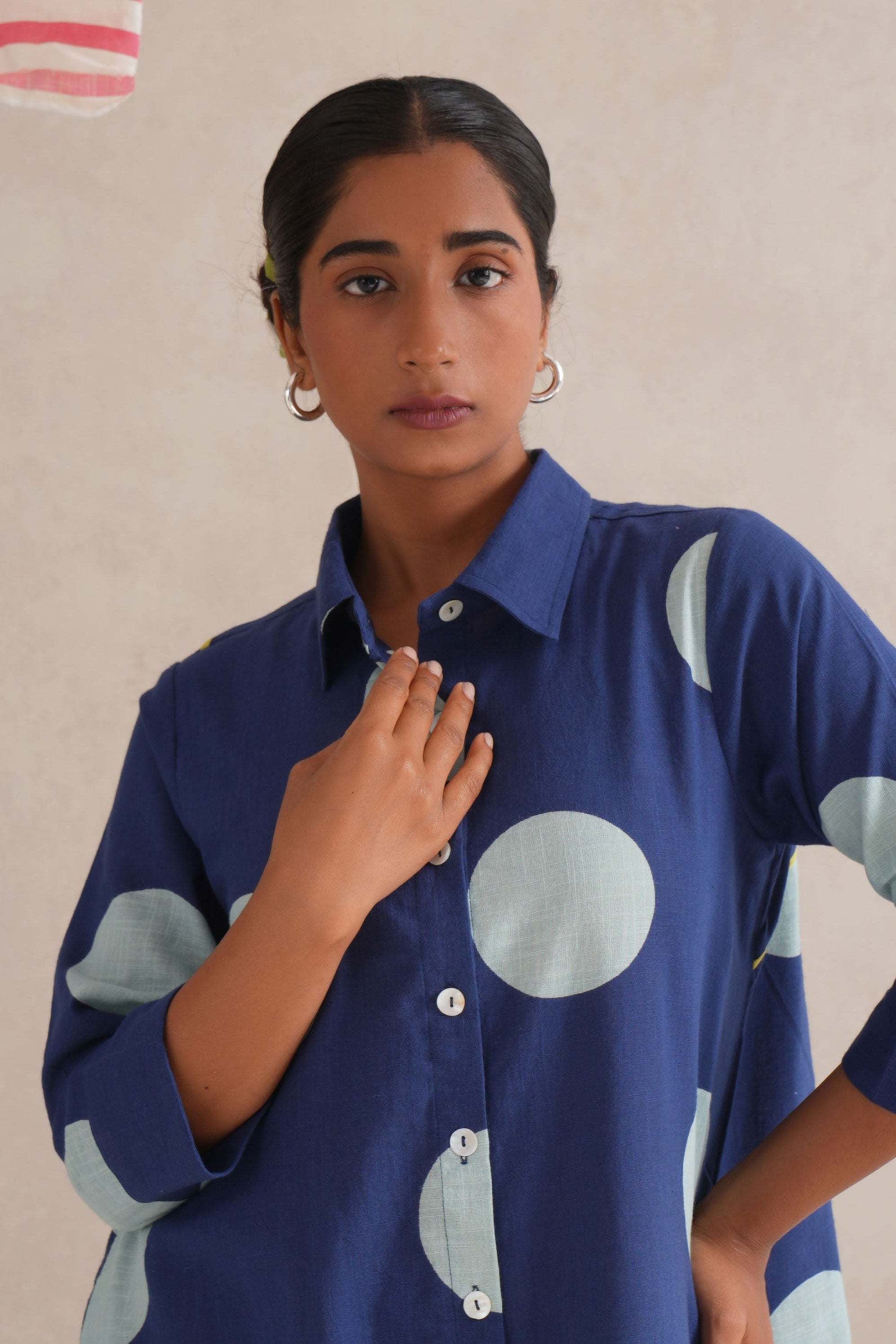 Neela Discharge Hand Block Print Shirt Dress