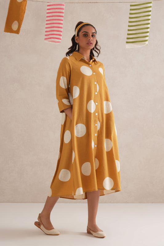 Multani Discharge Hand Block Print Shirt Dress