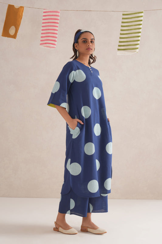 Neela Discharge Block Print Kurta
