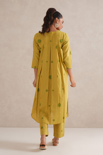 Green Dots Hand Block Print Shirt Dress