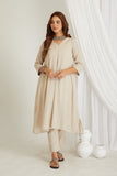 Beige Checkered Cord-Set with Slip - Cyan India - Co-Ord