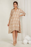 Beige Ikat High Low Dress - Cyan India