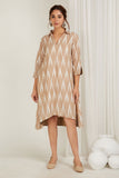 Beige Ikat High Low Dress - Cyan India