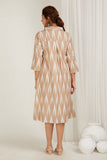 Beige Ikat High Low Dress - Cyan India