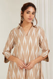 Beige Ikat High Low Dress - Cyan India