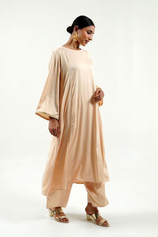 Beige Modal Satin Set - Cyan India