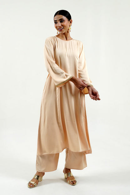 Beige Modal Satin Set - Cyan India