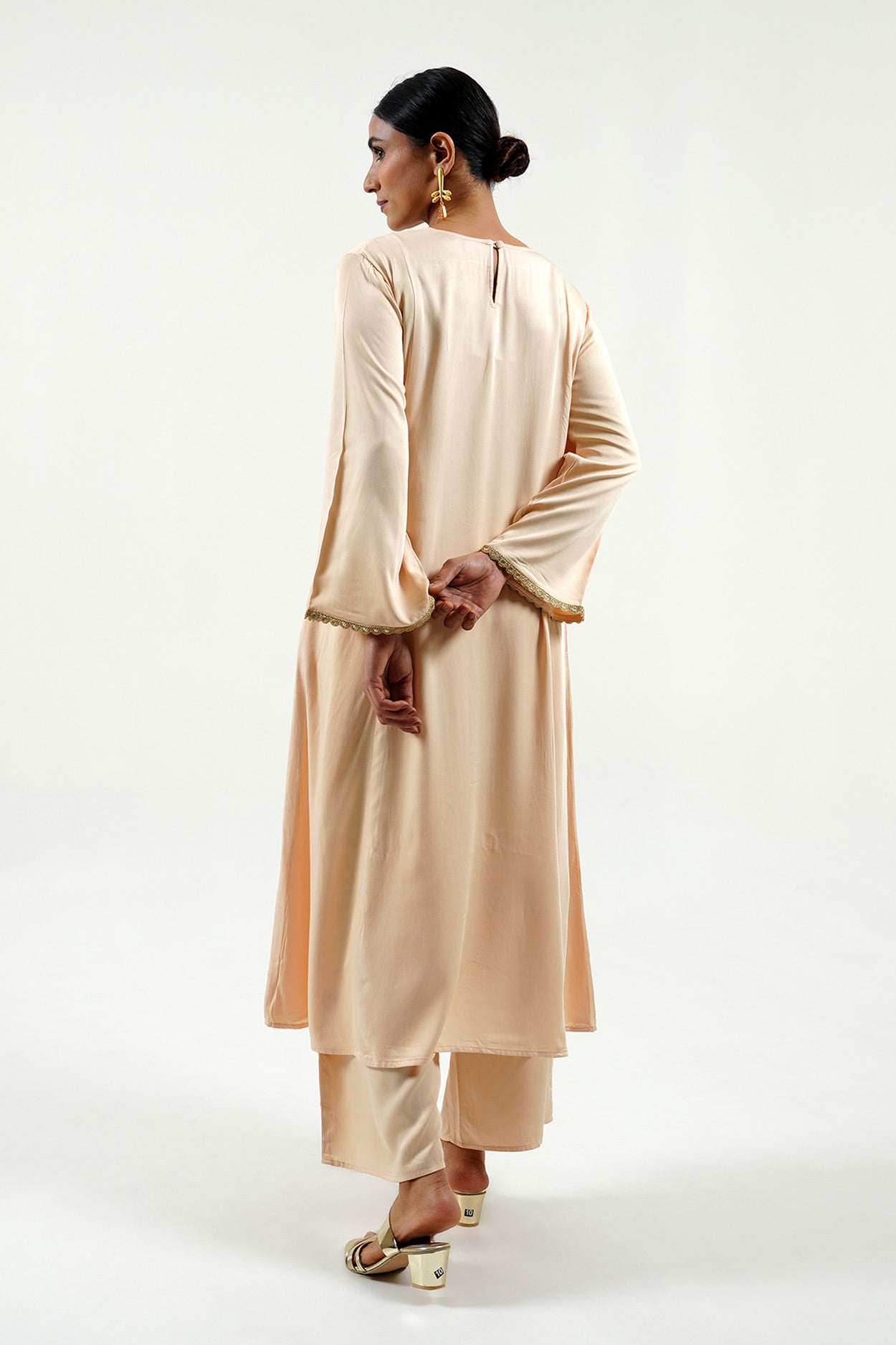 Beige Modal Satin Set - Cyan India