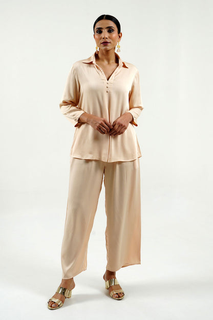 Beige Modal Satin Top - Cyan India