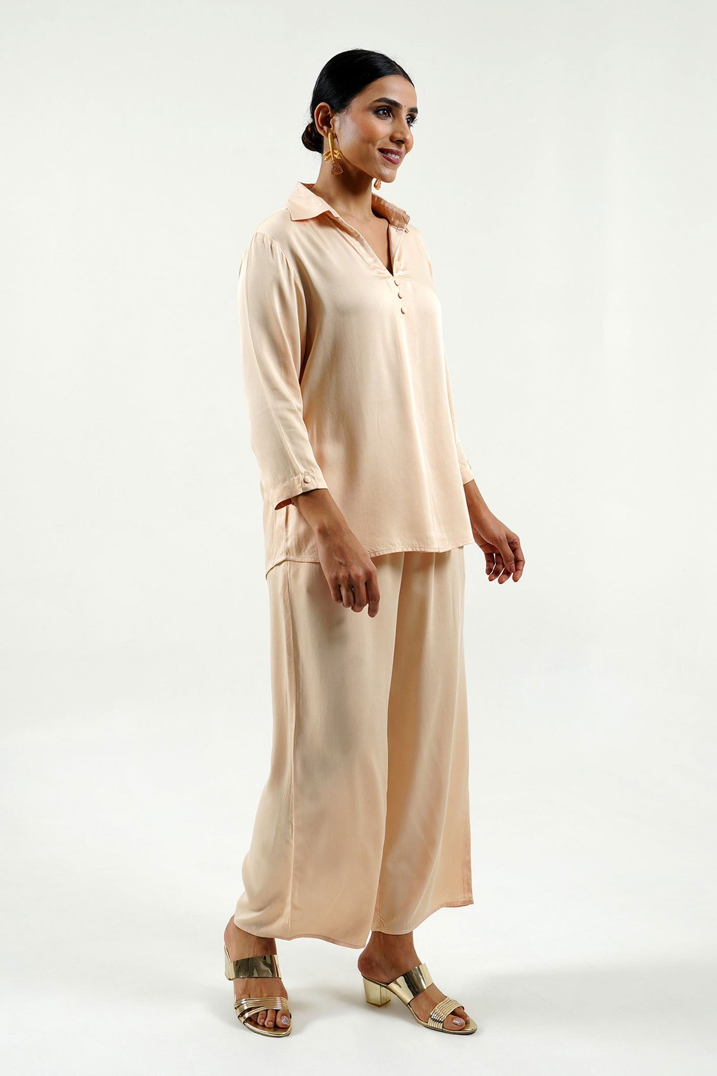 Beige Modal Satin Top - Cyan India